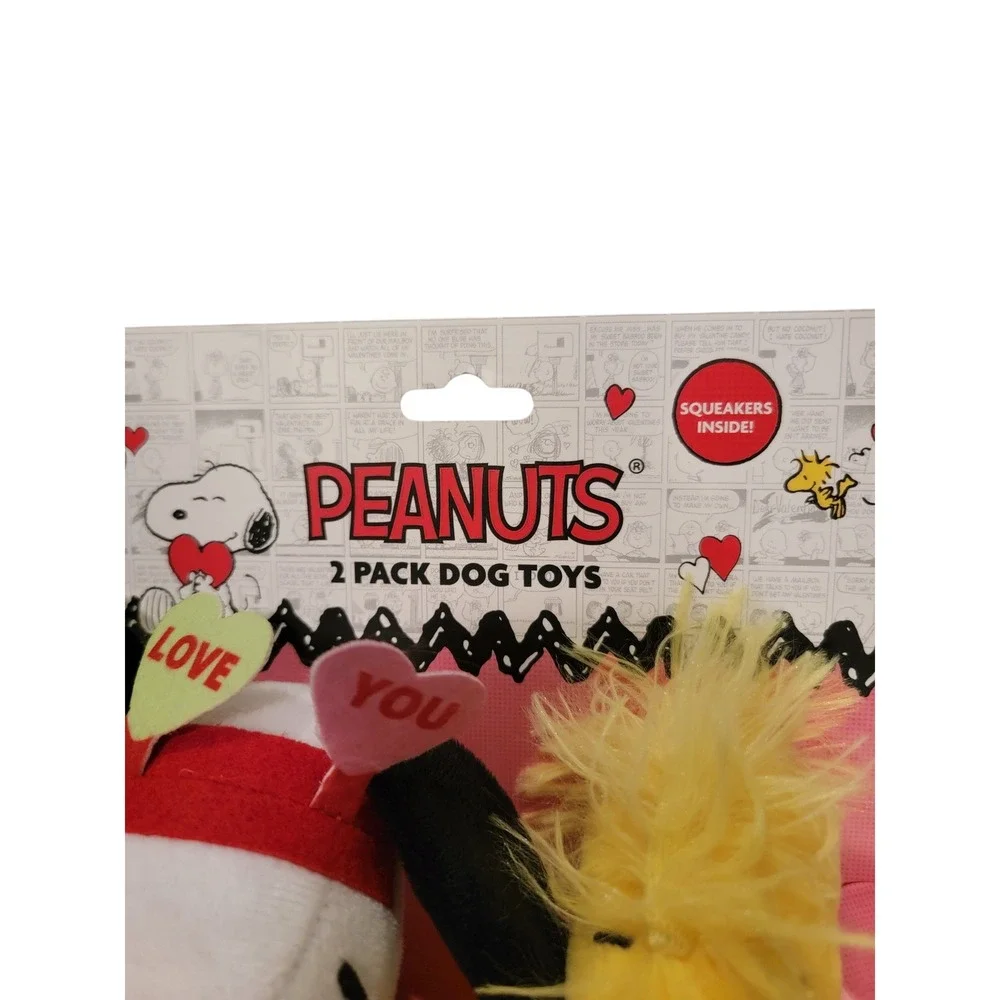 Peanuts Snoopy Woodstock 2 Pack Dog Toys Squeakers Inside Valentine Hearts